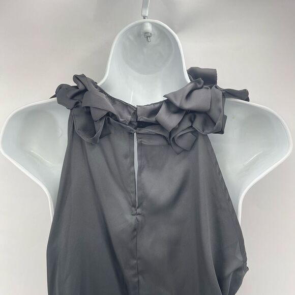 Violet & Claire Womens Blouse Top Sleeveless Ruffled Pleated Gray Size Medium - Picture 4 of 13